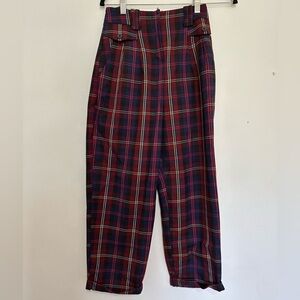 TOPSHOP plaid high waisted trousers preppy retro academia schoolgirl size 2